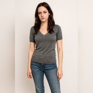 Vintage Hollister Grey Deep V Knit Top Y2K Bella Swan Twilight Sweater